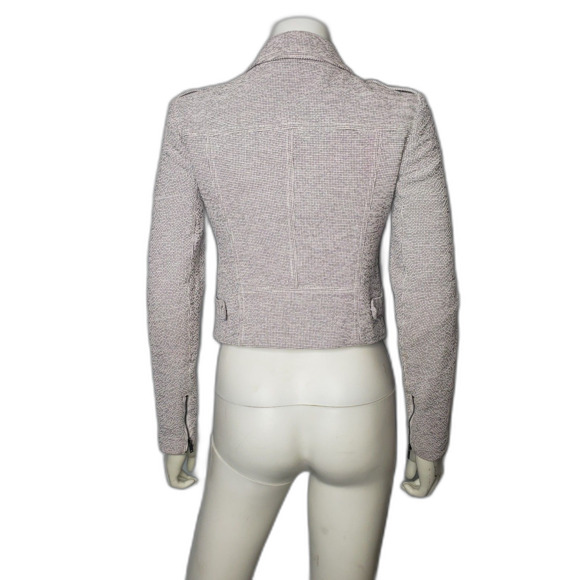 Banana Republic Cropped White Black Moto Jacket Womens Size 2 - Picture 2 of 7